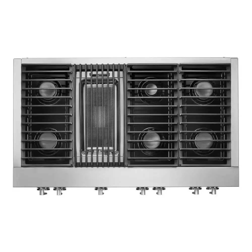 JennAir NOIR 48 inch Gas Rangetop with 6 Sealed Burners, Grill, Dishwasher Safe Cast Iron Grates, Electronic Ignition Flame-Sensing Reignition in Stainless Steel, JGCP648HM - Image 2
