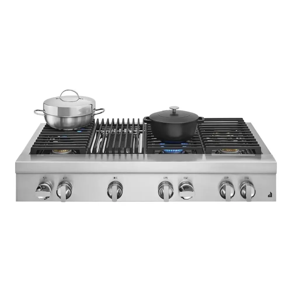 JennAir NOIR 48 inch Gas Rangetop with 6 Sealed Burners, Grill, Dishwasher Safe Cast Iron Grates, Electronic Ignition Flame-Sensing Reignition in Stainless Steel, JGCP648HM - Image 4