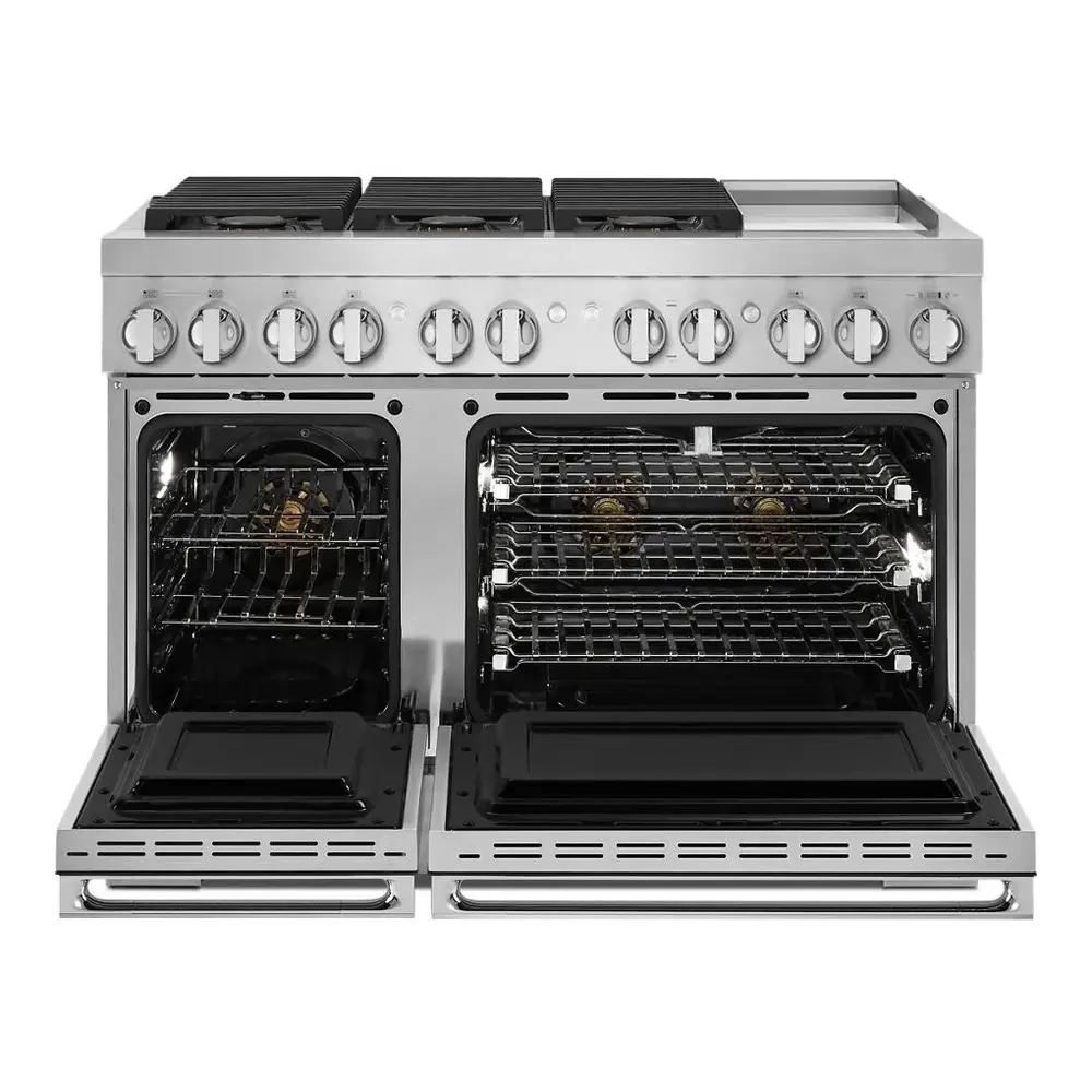 JennAir NOIR 48 inch Professional Dual Fuel Range with 6.3 cu. ft. Total Oven Capacity, 6 Burners, Griddle, Dual-Stacked PowerBurners, in Stainless Steel, JDRP548HM - Image 2