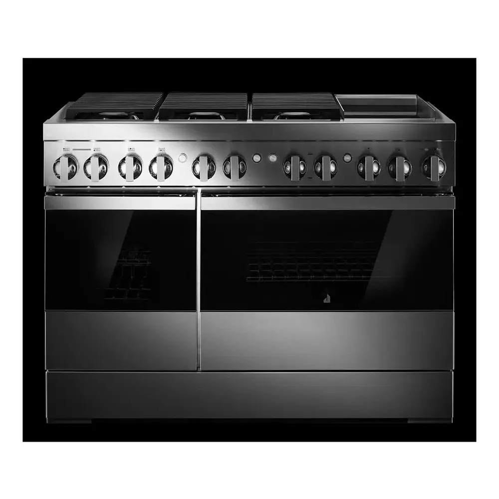 JennAir NOIR 48 inch Professional Dual Fuel Range with 6.3 cu. ft. Total Oven Capacity, 6 Burners, Griddle, Dual-Stacked PowerBurners, in Stainless Steel, JDRP548HM - Image 4