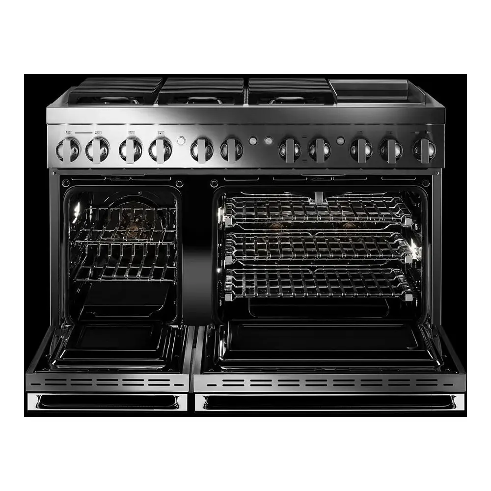 JennAir NOIR 48 inch Professional Dual Fuel Range with 6.3 cu. ft. Total Oven Capacity, 6 Burners, Griddle, Dual-Stacked PowerBurners, in Stainless Steel, JDRP548HM - Image 7