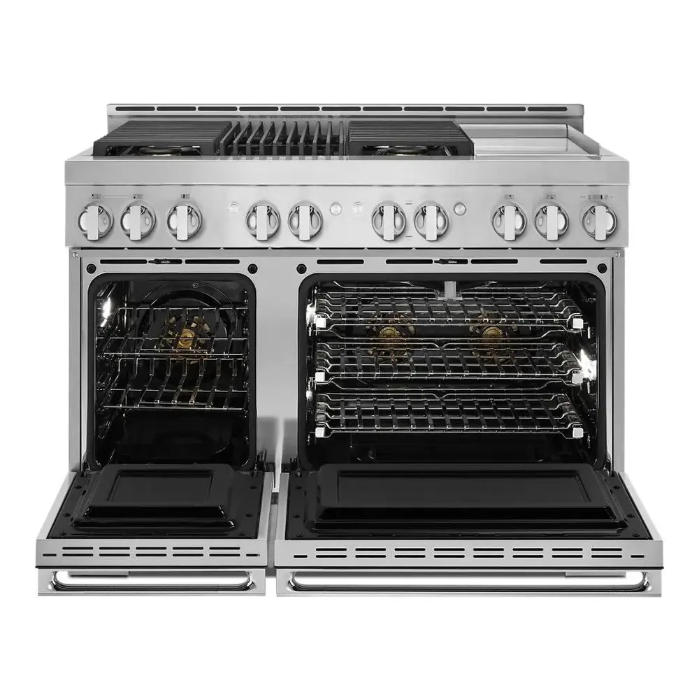 JennAir NOIR 48 inch Professional Smart Gas Range with 4 Sealed Burners, Griddle, Grill, 6.3 cu. ft. Total Oven Capacity, Remote Access, Halo-Effect Knobs, in Stainless Steel JGRP748HM - Image 2