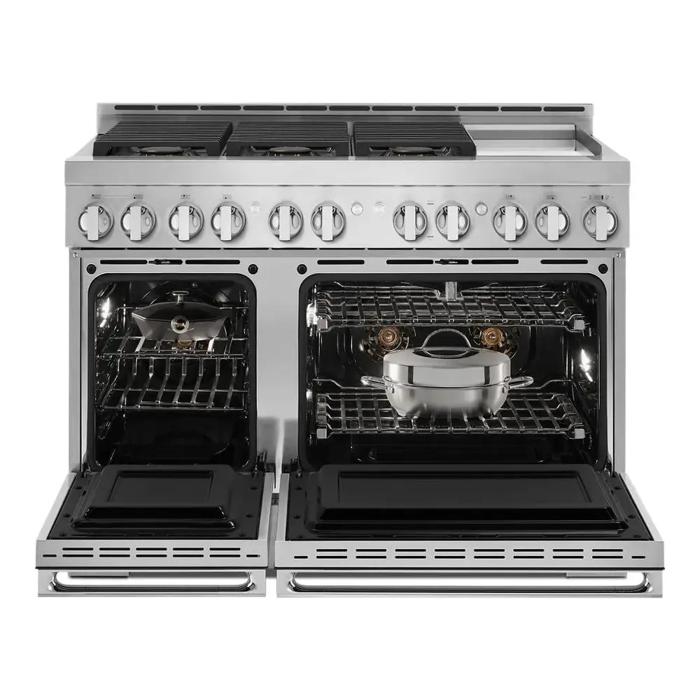 JennAir NOIR 48 inch Professional Smart Gas Range with 6 Sealed Burners, Chrome-Infused Griddle, Dual Ovens, in Stainless Steel, JGRP548HM - Image 2