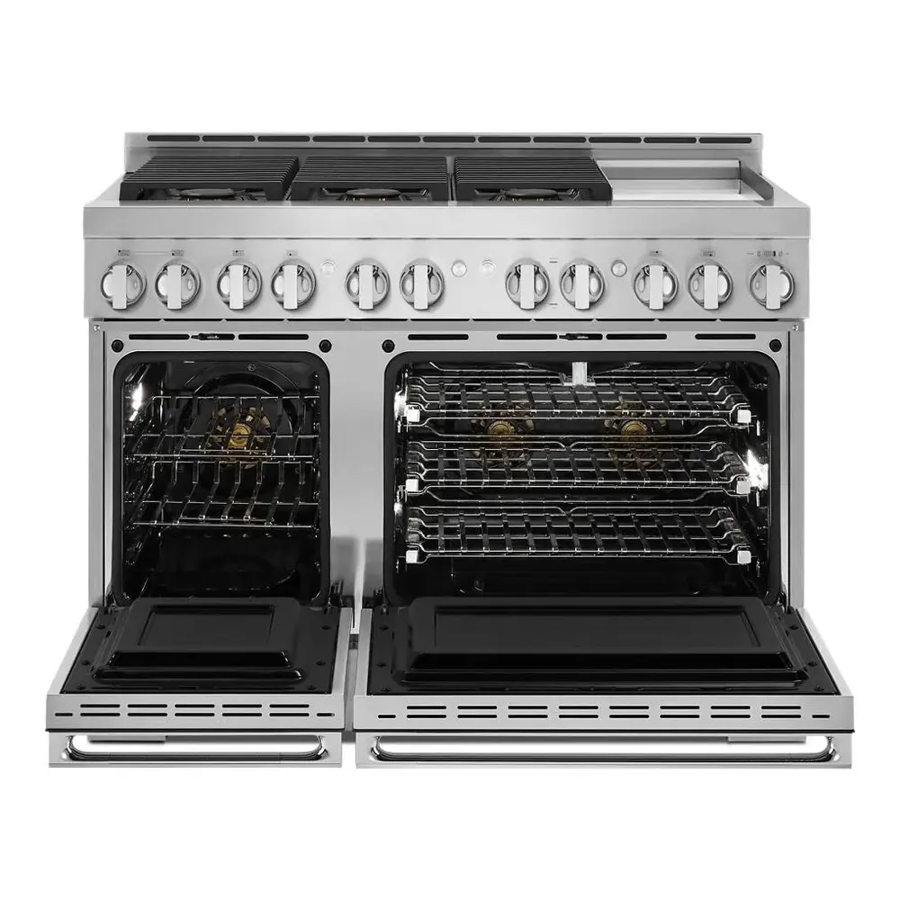 JennAir NOIR 48 inch Professional Smart Gas Range with 6 Sealed Burners, Chrome-Infused Griddle, Dual Ovens, in Stainless Steel, JGRP548HM - Image 4