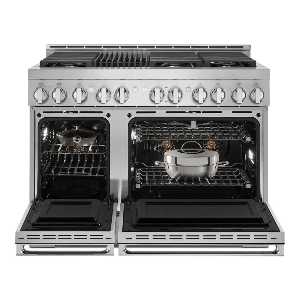 JennAir NOIR 48 inch Smart Gas Range with 6 Sealed Burners, Grill, 6.3 cu. ft. Total Oven Capacity, Remote Access, Halo-Effect Knobs, Dual-Fan True Convection, in Stainless Steel, JGRP648HM - Image 2