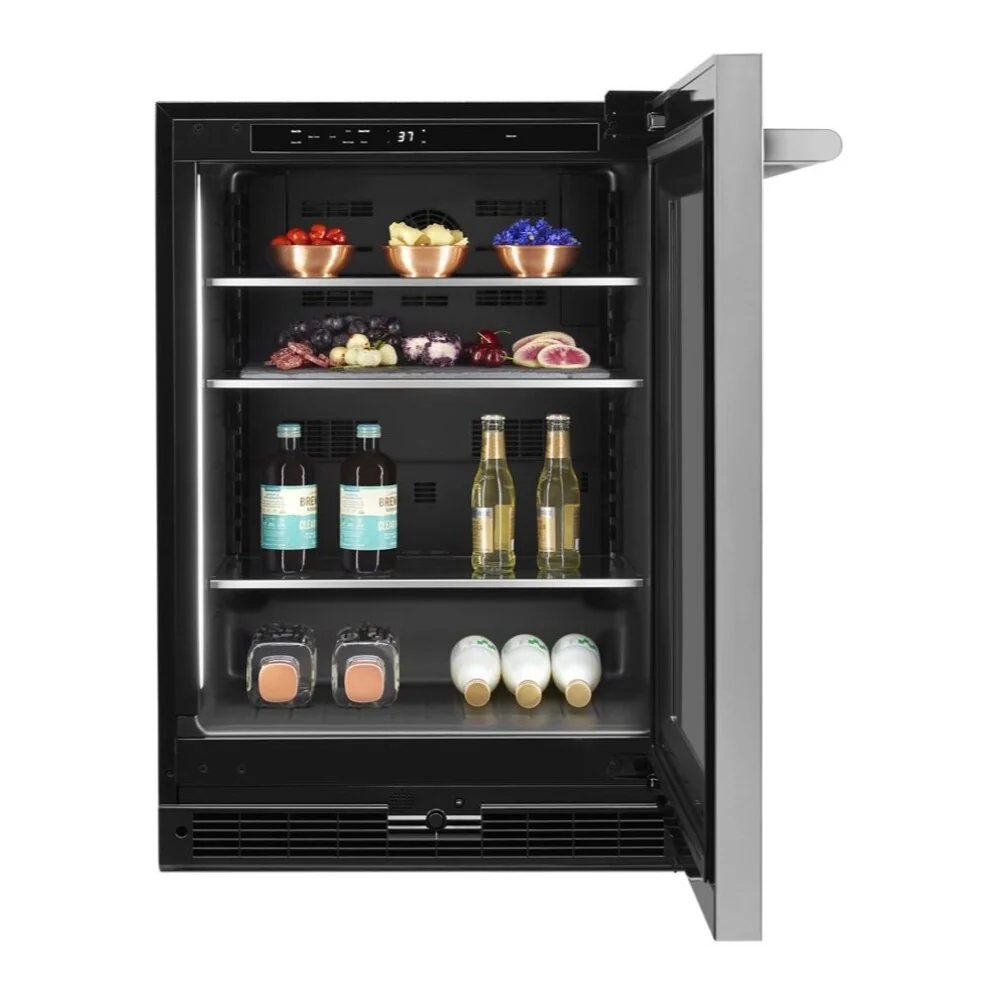 JennAir RISE 24 inch Under Counter Glass Door Refrigerator with 5.2 cu. ft. Capacity, Obsidian Interior and LED Lighting in Stainless Steel, JUGF*242HL - Image 3