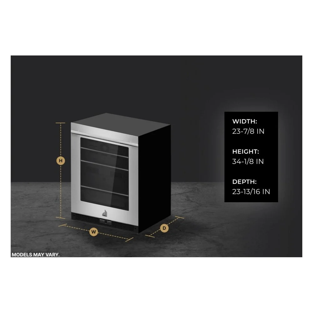 JennAir RISE 24 inch Under Counter Glass Door Refrigerator with 5.2 cu. ft. Capacity, Obsidian Interior and LED Lighting in Stainless Steel, JUGF*242HL - Image 8