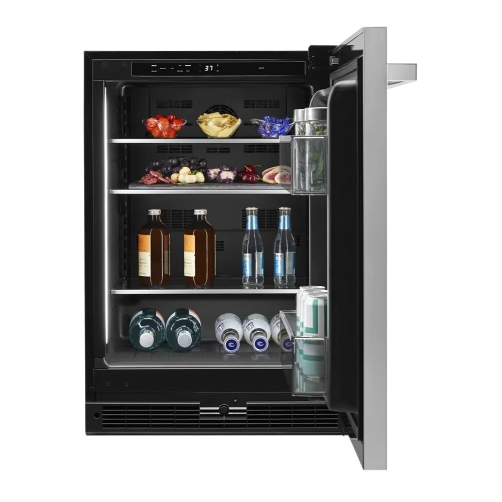 JennAir RISE 24 inch Under Counter Refrigerator with 5 cu. ft. Capacity and Obsidian Interior in Stainless Steel, JURF*242HL - Image 4
