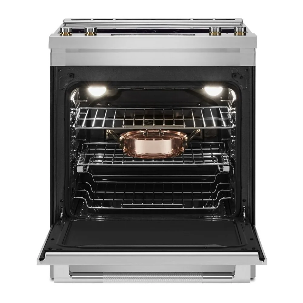 JennAir RISE 30 inch Electric Slide-In Range with 5 Elements, 6.8 cu. ft. Oven Capacity, Die-Cast Metal Knobs, Baking Drawer, Air Fry, AquaLift Self-Cleaning Technology, in Stainless Steel, JES1450ML - Image 3