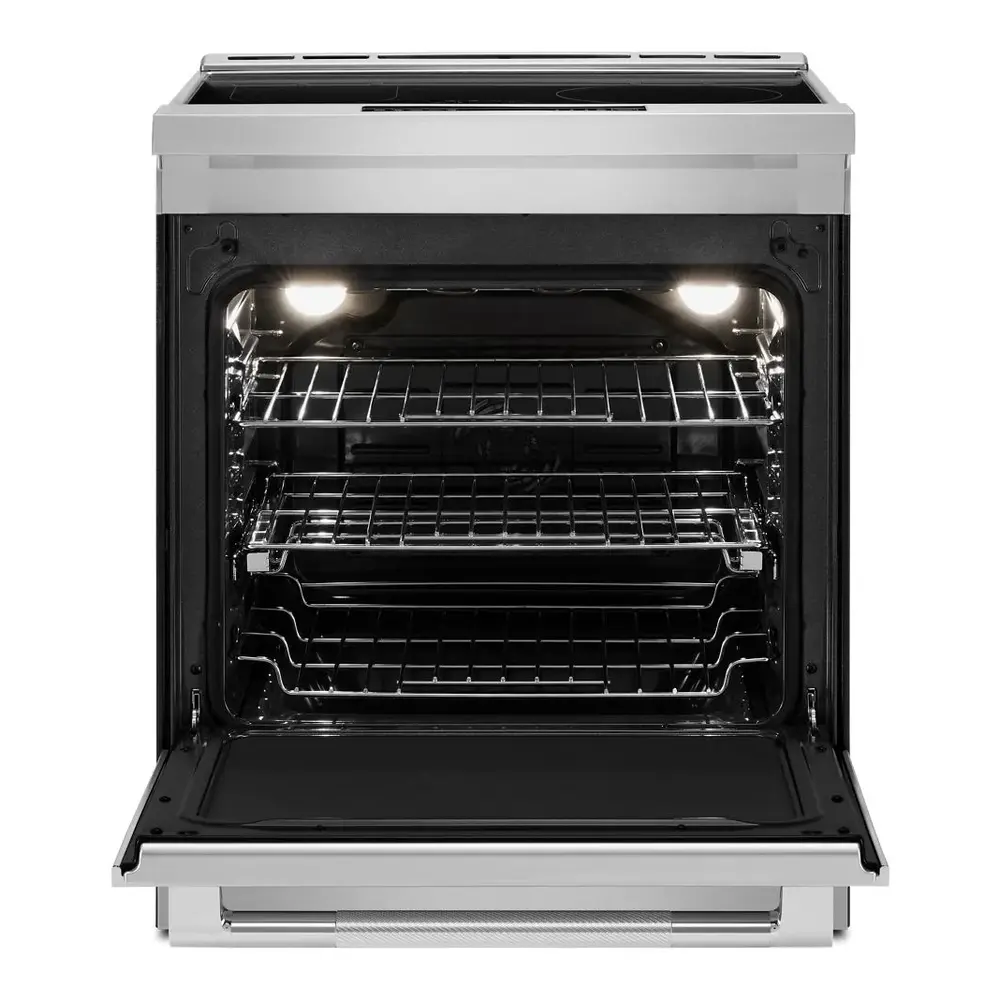 JennAir RISE 30 inch Induction Slide-In Range with 4 Cooking Zones, True Convection Oven, Assisted Cooking, Emotive Controls, Bridge Function, in Stainless Steel, JIS1450ML - Image 2