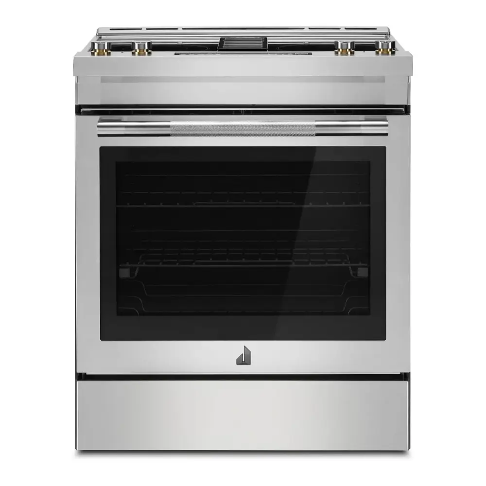 JennAir RISE 30 inch Slide-In Electric Range with Downdraft Ventilation, 4 Elements, 6.2 cu. ft. Oven Capacity with True Convection, Air Fry, AquaLift Self-Cleaning Technology, in Stainless Steel JES1750ML