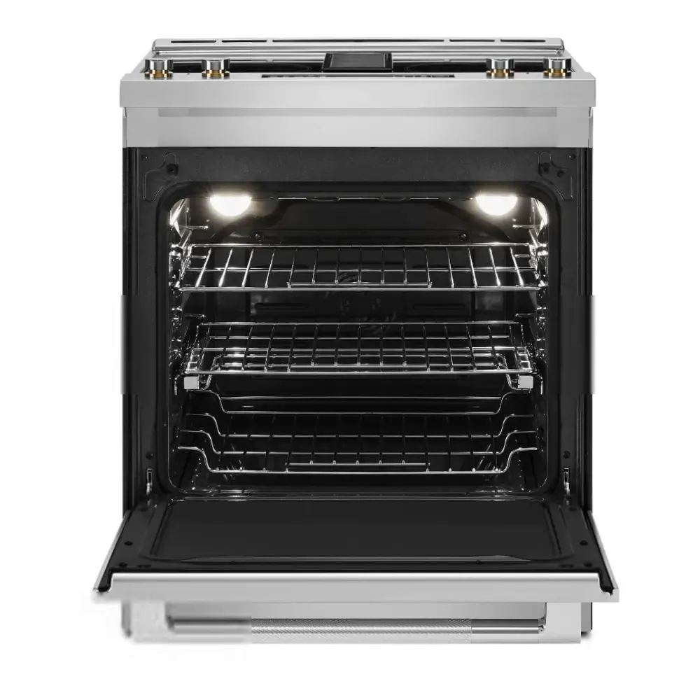 JennAir RISE 30 inch Slide-In Electric Range with Downdraft Ventilation, 4 Elements, 6.2 cu. ft. Oven Capacity with True Convection, Air Fry, AquaLift Self-Cleaning Technology, in Stainless Steel JES1750ML - Image 2