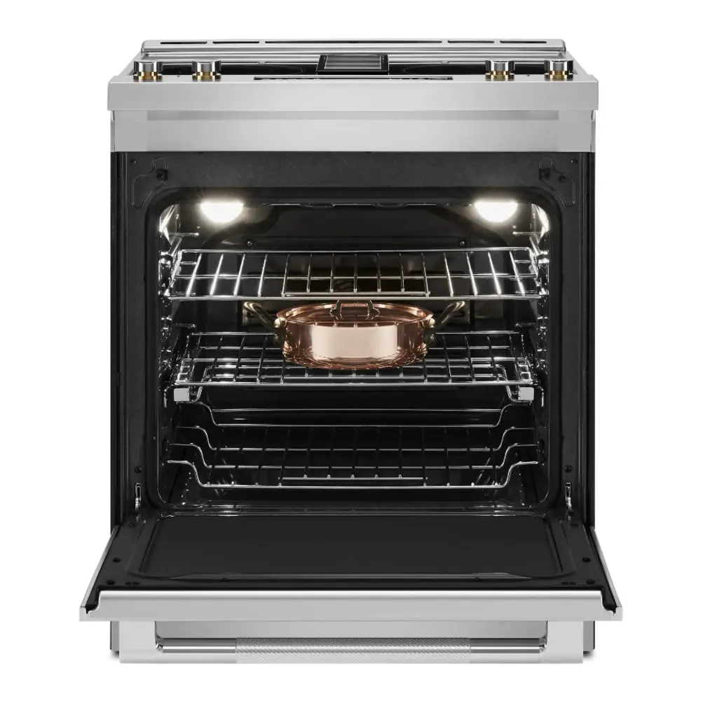 JennAir RISE 30 inch Slide-In Electric Range with Downdraft Ventilation, 4 Elements, 6.2 cu. ft. Oven Capacity with True Convection, Air Fry, AquaLift Self-Cleaning Technology, in Stainless Steel JES1750ML - Image 3