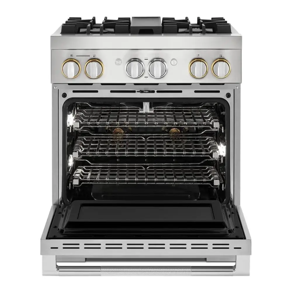 JennAir RISE 30 inch Smart Dual-Fuel Professional Range with 4.1 cu. ft. capacity, 4 Burners, Remote Access, Dual-Stacked PowerBurners in Stainless Steel, JDRP430HL - Image 4