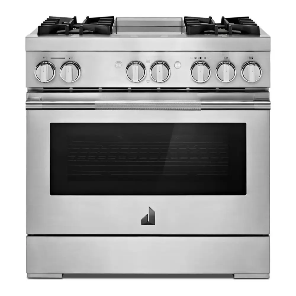 JennAir RISE 36 inch Dual Fuel Professional Range with 5.1 cu. ft. Oven Capacity, 4 Burners and Griddle, Remote Access, Cinematic Oven Lights, in Stainless Steel, JDRP536HL - Image 3