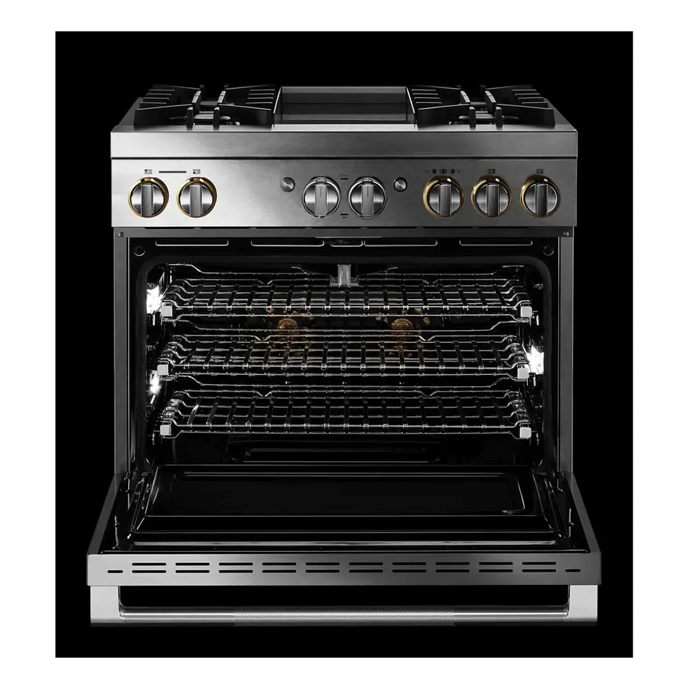 JennAir RISE 36 inch Dual Fuel Professional Range with 5.1 cu. ft. Oven Capacity, 4 Burners and Griddle, Remote Access, Cinematic Oven Lights, in Stainless Steel, JDRP536HL - Image 5