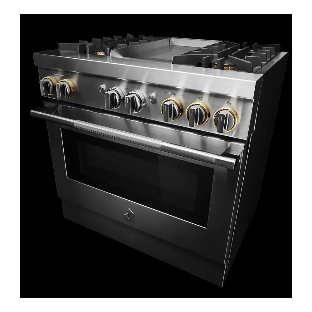 JennAir RISE 36 inch Dual Fuel Professional Range with 5.1 cu. ft. Oven Capacity, 4 Burners and Griddle, Remote Access, Cinematic Oven Lights, in Stainless Steel, JDRP536HL - Image 8