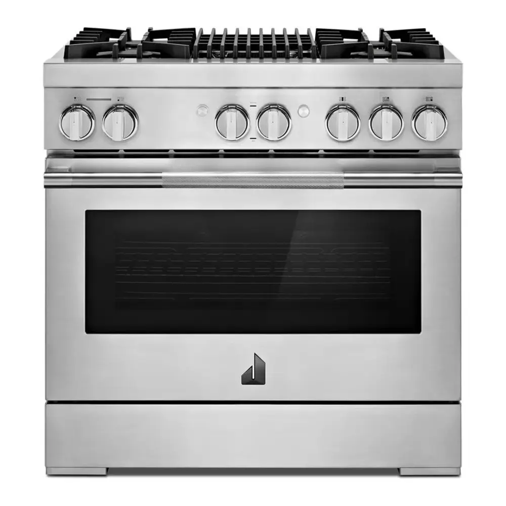 JennAir RISE 36 inch Dual Fuel Professional Range with 5.1 cu. ft. Oven Capacity, 4 Burners, Grill, Remote Access, Glide Racks, Cast Iron Grates, Cinematic Oven Lighting, and Sabbath Mode in Stainless Steel, JDRP636HL - Image 3