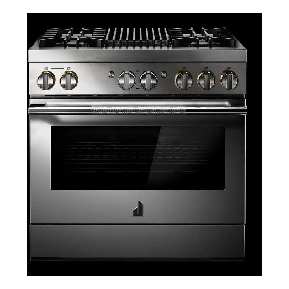 JennAir RISE 36 inch Dual Fuel Professional Range with 5.1 cu. ft. Oven Capacity, 4 Burners, Grill, Remote Access, Glide Racks, Cast Iron Grates, Cinematic Oven Lighting, and Sabbath Mode in Stainless Steel, JDRP636HL - Image 4
