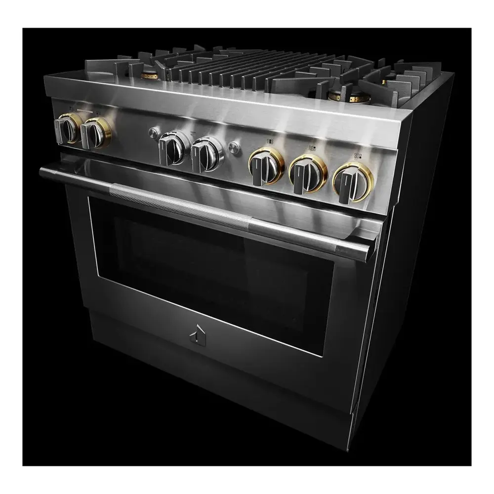 JennAir RISE 36 inch Dual Fuel Professional Range with 5.1 cu. ft. Oven Capacity, 4 Burners, Grill, Remote Access, Glide Racks, Cast Iron Grates, Cinematic Oven Lighting, and Sabbath Mode in Stainless Steel, JDRP636HL - Image 6