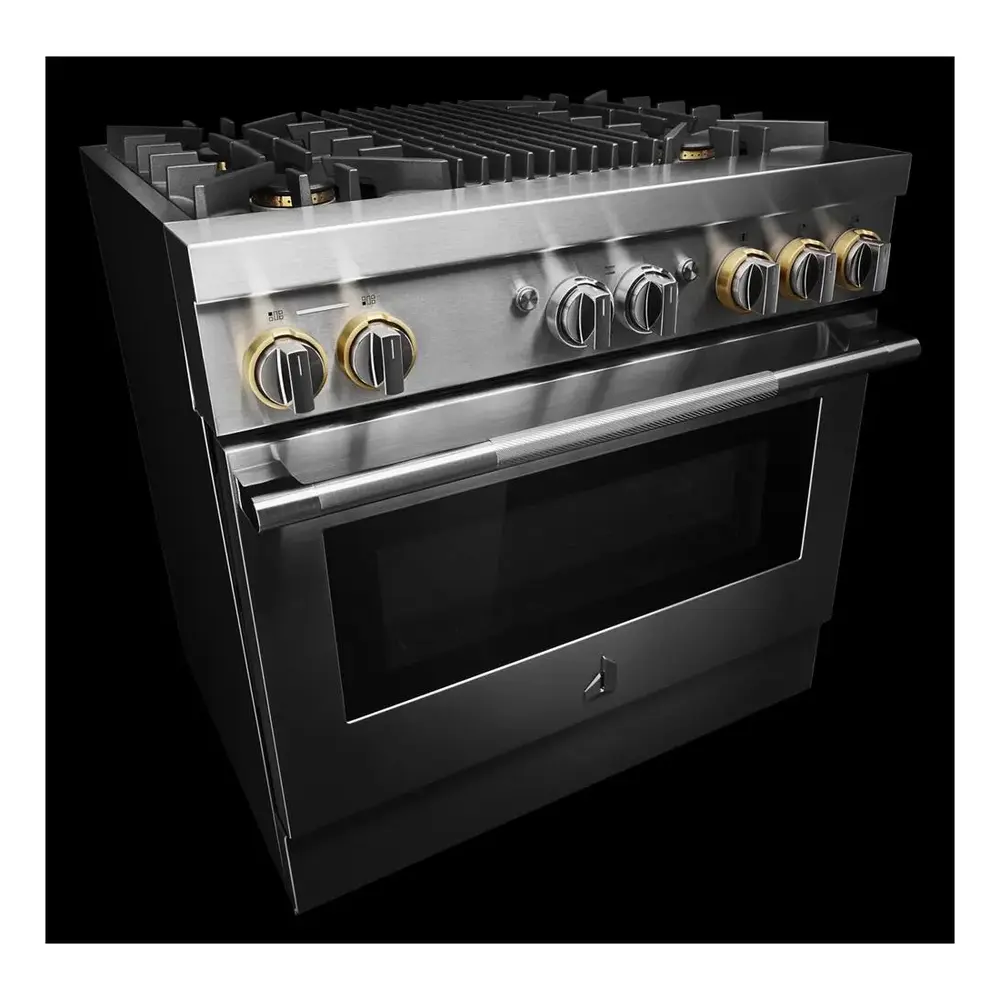 JennAir RISE 36 inch Dual Fuel Professional Range with 5.1 cu. ft. Oven Capacity, 4 Burners, Grill, Remote Access, Glide Racks, Cast Iron Grates, Cinematic Oven Lighting, and Sabbath Mode in Stainless Steel, JDRP636HL - Image 7