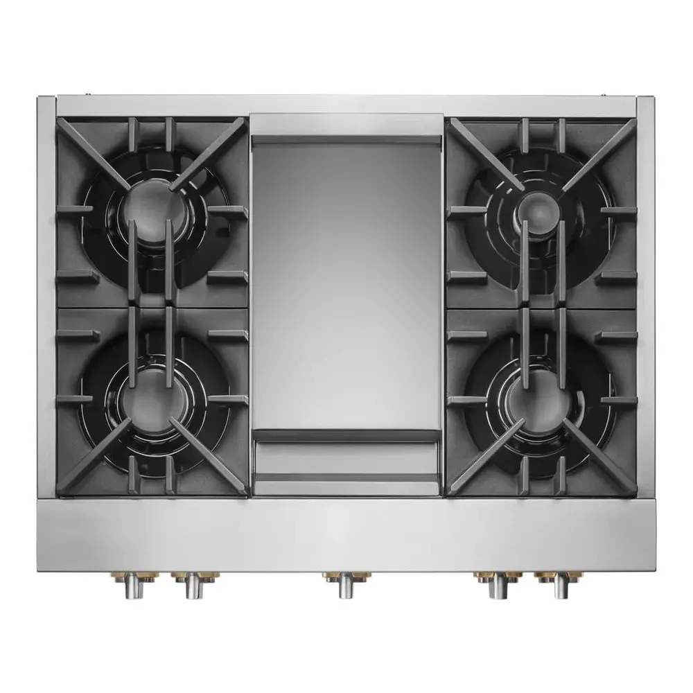 JennAir RISE 36 inch Gas Rangetop with 4 Sealed Brass Burners, Electronic Ignition Flame-Sensing Reignition, Chrome Infused Griddle in Stainless Steel, JGCP536HL - Image 2