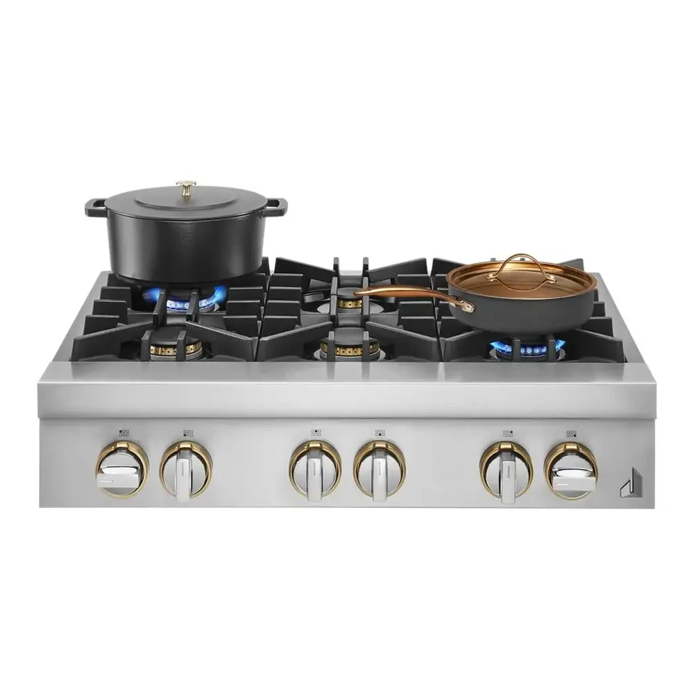 JennAir RISE 36 inch Gas Rangetop with 6 Sealed Burners, Halo Effect Knobs, Electronic Ignition with Flame Sensing Reignition, in Stainless Steel, JGCP436HL - Image 4