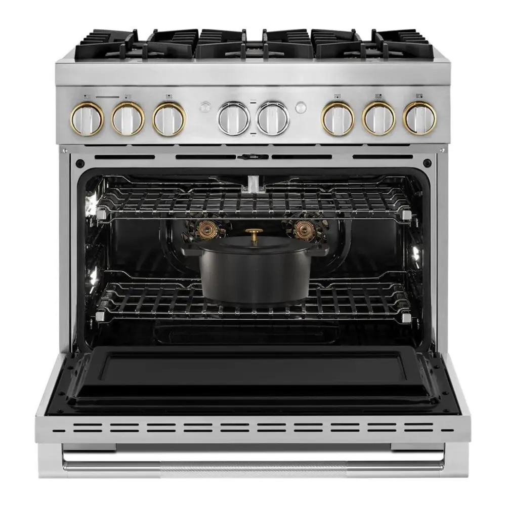 JennAir RISE 36 inch Smart Dual-Fuel Professional Range with 6 Burners, 5.1 cu. ft. Oven Capacity, Remote Access, Dual-Stacked PowerBurners, Glide Racks, and Sabbath Mode in Stainless Steel, JDRP436HL - Image 4
