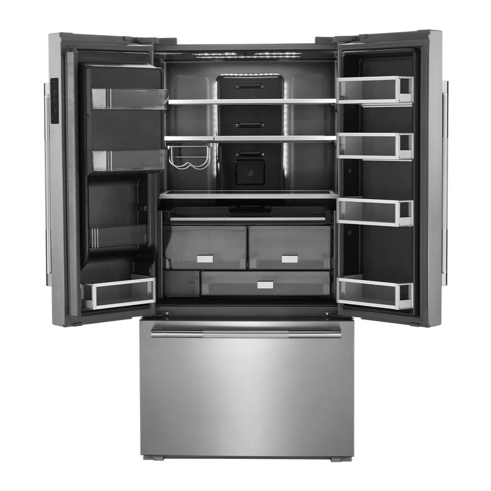 JennAir RISE 36 inch Smart French Door Counter Depth Refrigerator with 23.8 cu. ft. Capacity, and Obsidian Interior in Stainless Steel, JFFCC72EHL - Image 2