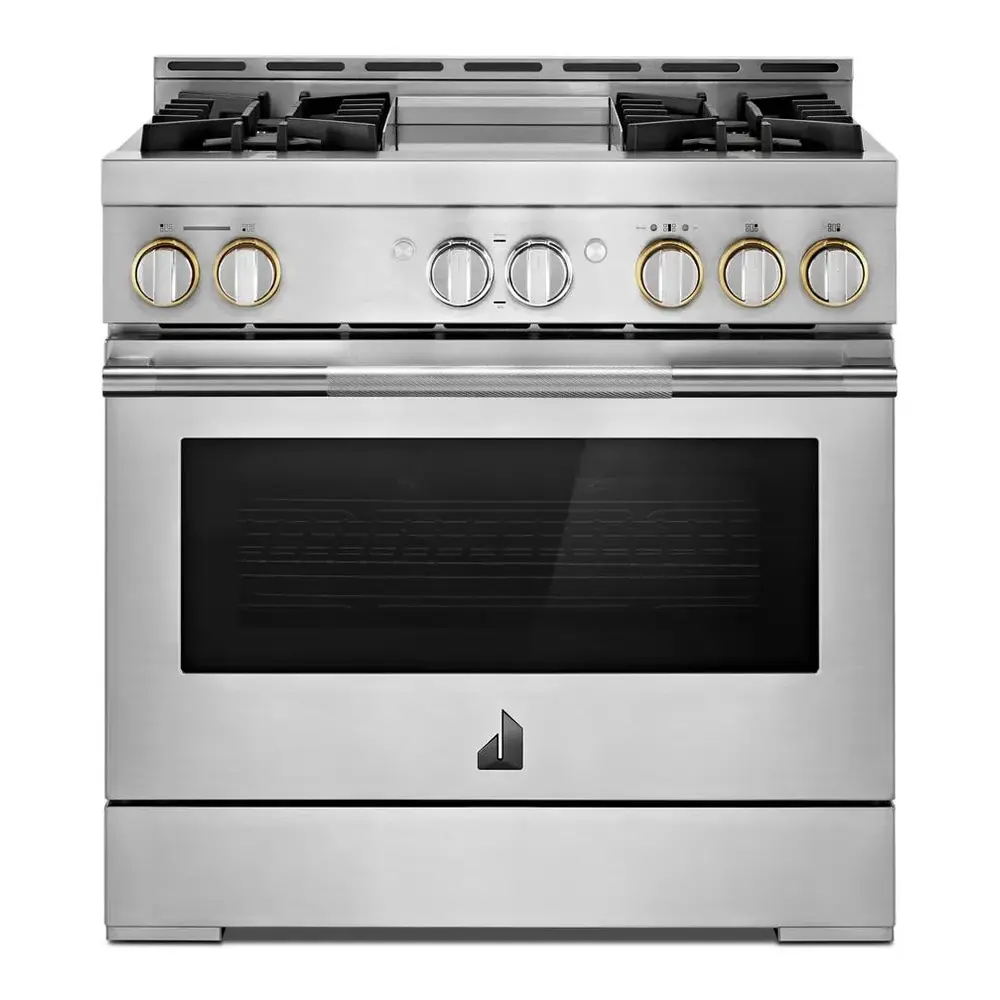 JennAir RISE 36 inch Smart Gas Range with 4 Sealed Burners, 5.1 Cu. Ft. Oven Capacity, Remote Access, Halo-Effect Knobs, Chrome-Infused Griddle, in Stainless Steel, JGRP536HL - Image 3