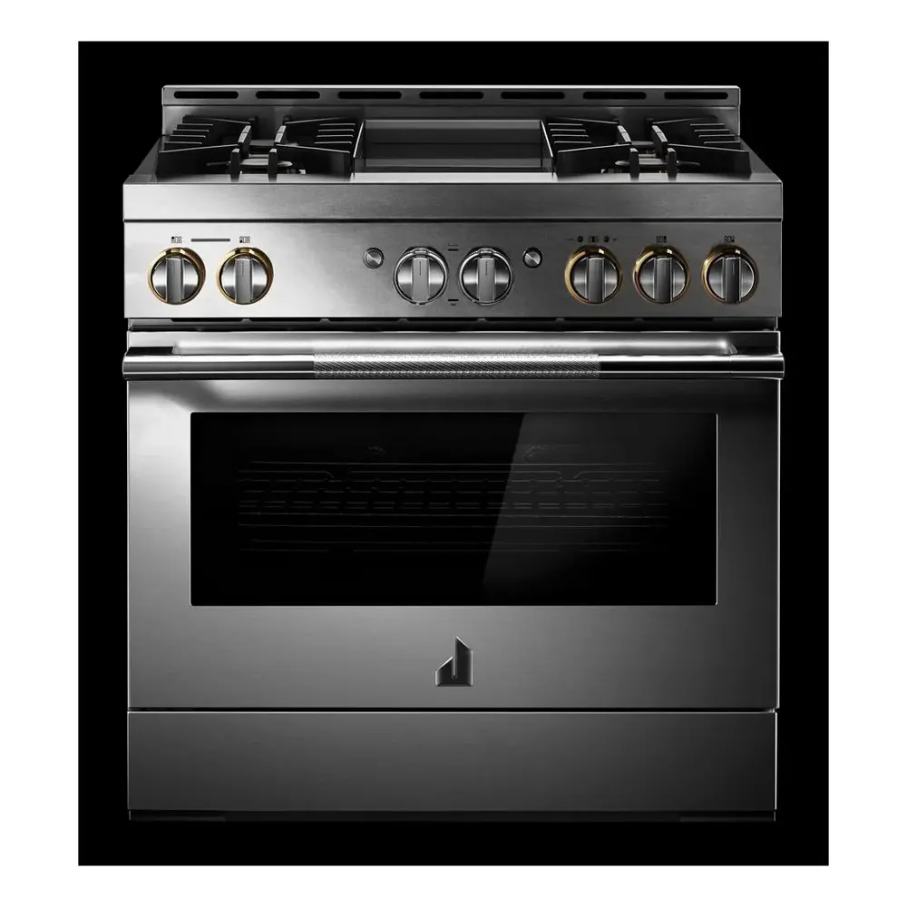 JennAir RISE 36 inch Smart Gas Range with 4 Sealed Burners, 5.1 Cu. Ft. Oven Capacity, Remote Access, Halo-Effect Knobs, Chrome-Infused Griddle, in Stainless Steel, JGRP536HL - Image 5