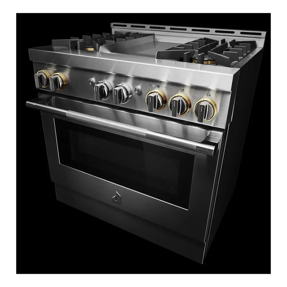 JennAir RISE 36 inch Smart Gas Range with 4 Sealed Burners, 5.1 Cu. Ft. Oven Capacity, Remote Access, Halo-Effect Knobs, Chrome-Infused Griddle, in Stainless Steel, JGRP536HL - Image 8