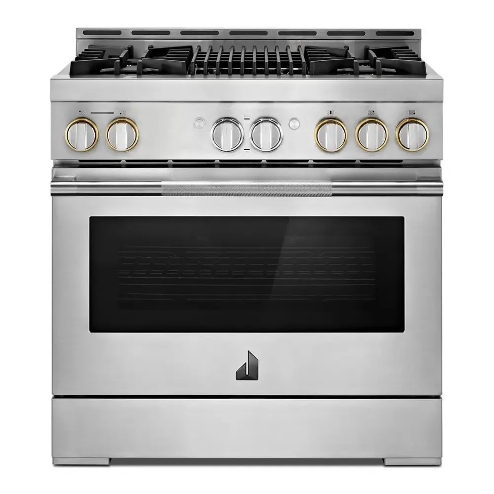 JennAir RISE 36 inch Smart Gas Range with 5.1 cu. ft Oven Capacity, 4 Sealed Burners, Infrared Grill, Remote Access, Cast Iron Grates, in Stainless Steel, JGRP636HL - Image 3