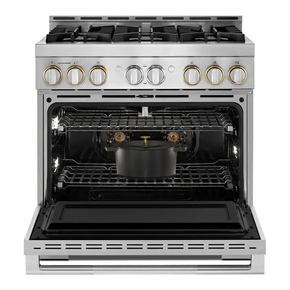 JennAir RISE 36 inch Smart Gas Range with 6 Sealed Burners, 5.1 cu. ft. Oven Capacity, Cast Iron Grates, CustomClean with Automatic Lock, in Stainless Steel, JGRP436HL - Image 3