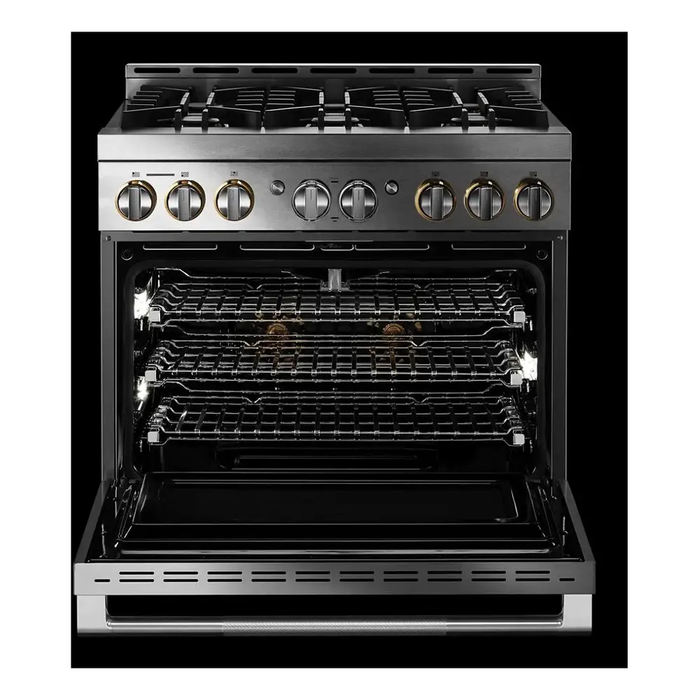 JennAir RISE 36 inch Smart Gas Range with 6 Sealed Burners, 5.1 cu. ft. Oven Capacity, Cast Iron Grates, CustomClean with Automatic Lock, in Stainless Steel, JGRP436HL - Image 6