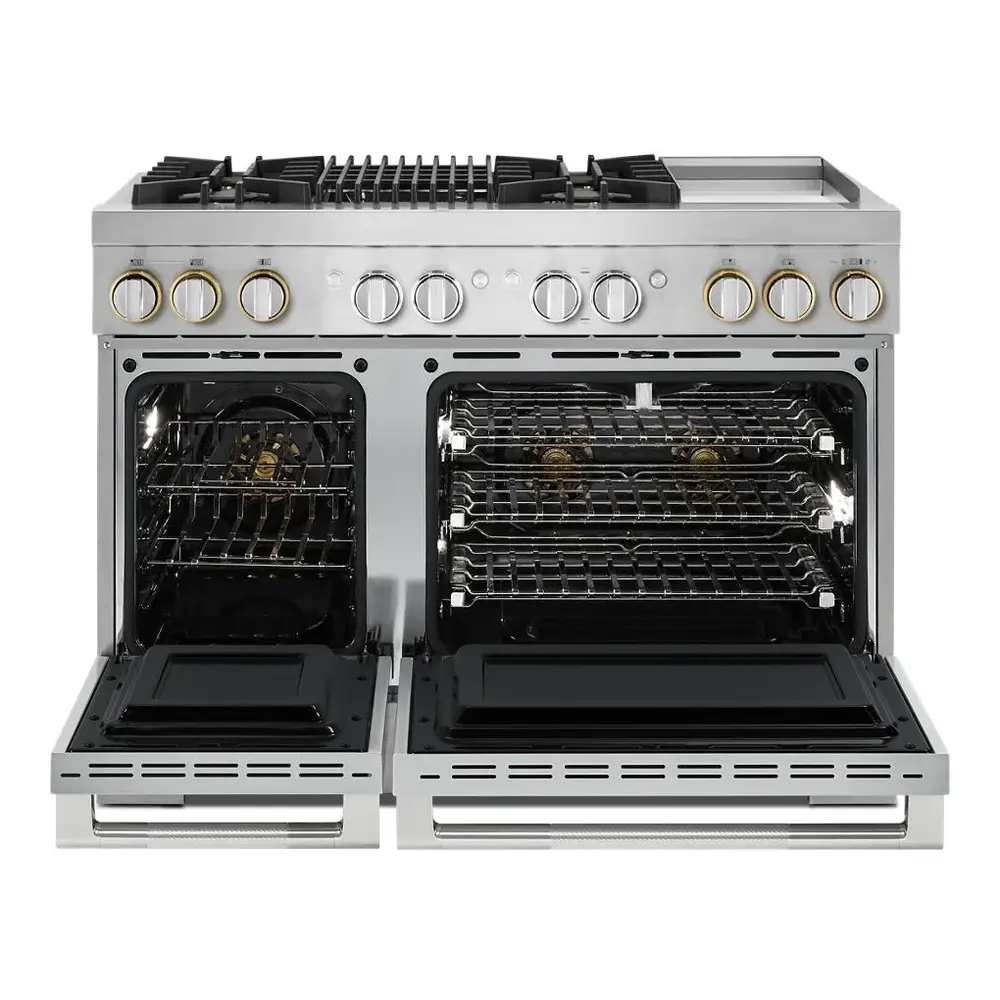 JennAir RISE 48 inch Dual Fuel Professional Range with 4 Sealed Burners, Griddle, Grill, 6.3 cu. ft. Total Oven Capacity, Dual-Fan True Convection, in Stainless Steel, JDRP748HL - Image 2