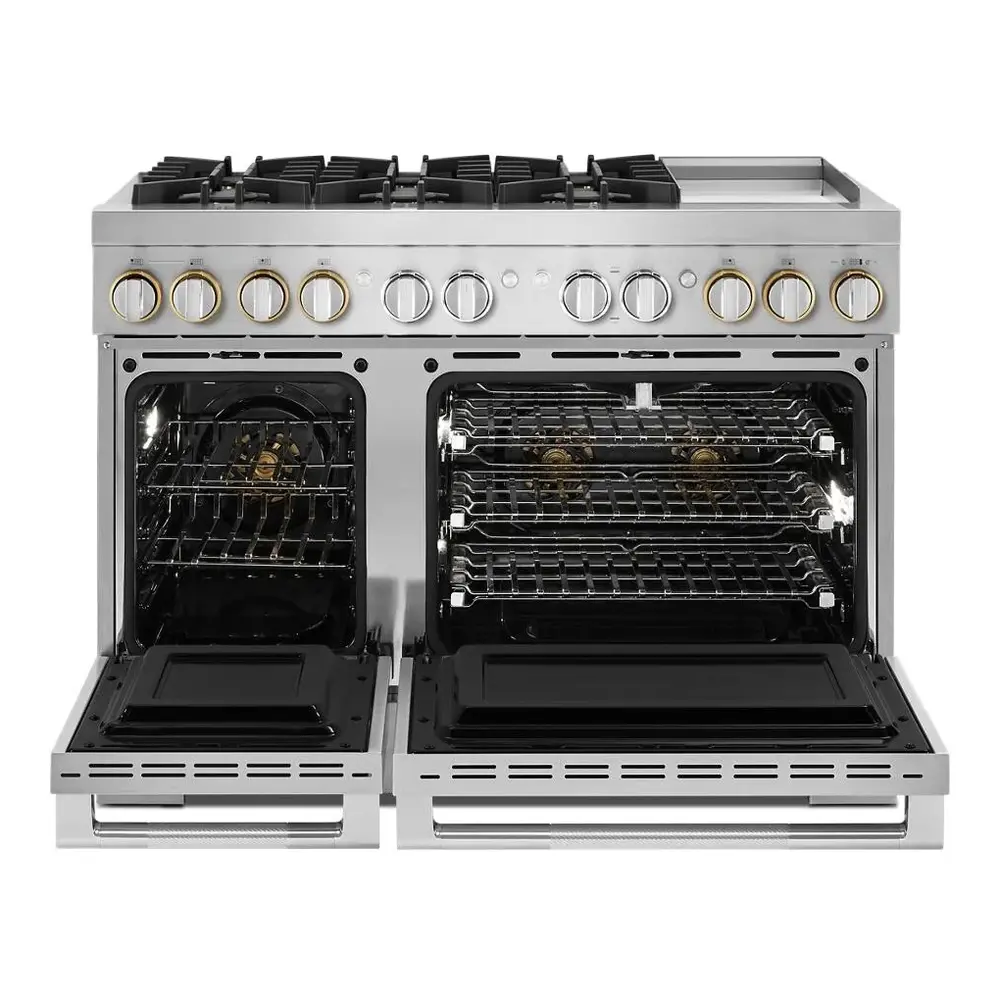 JennAir RISE 48 inch Dual Fuel Professional Range with 6 Burners, Chrome-Infused Griddle, Steam Assist, Dual-Fan True Convection, Smooth Close Door, in Stainless Steel, JDSP548HL - Image 2