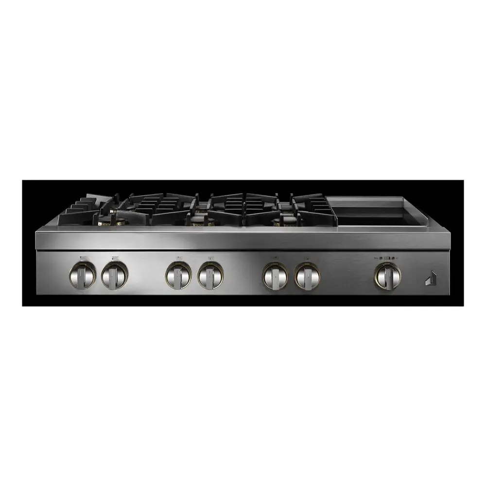 JennAir RISE 48 inch Gas Rangetop with 6 Sealed Burners, Cast Iron Grates, Electronic Ignition with Flame-Sensing Reignition and Chrome Infused Griddle in Stainless Steel, JGCP548HL - Image 3