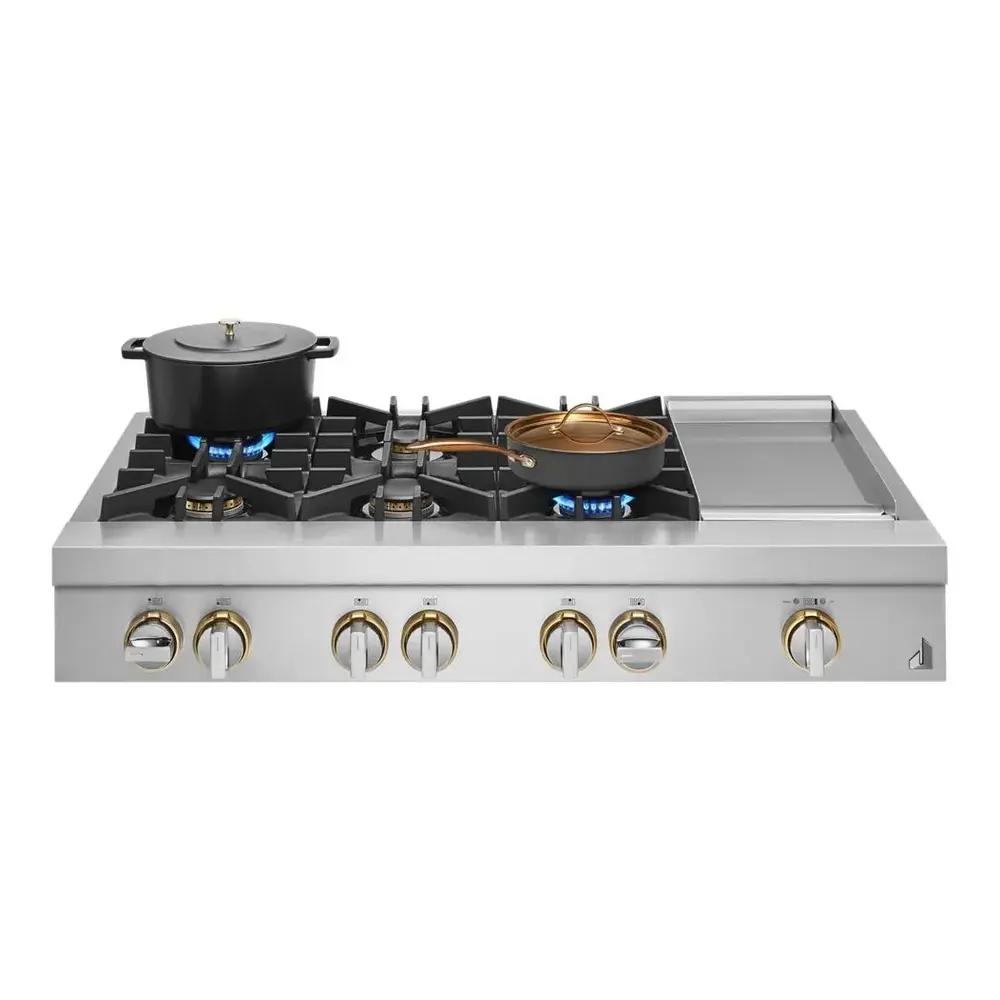 JennAir RISE 48 inch Gas Rangetop with 6 Sealed Burners, Cast Iron Grates, Electronic Ignition with Flame-Sensing Reignition and Chrome Infused Griddle in Stainless Steel, JGCP548HL - Image 4