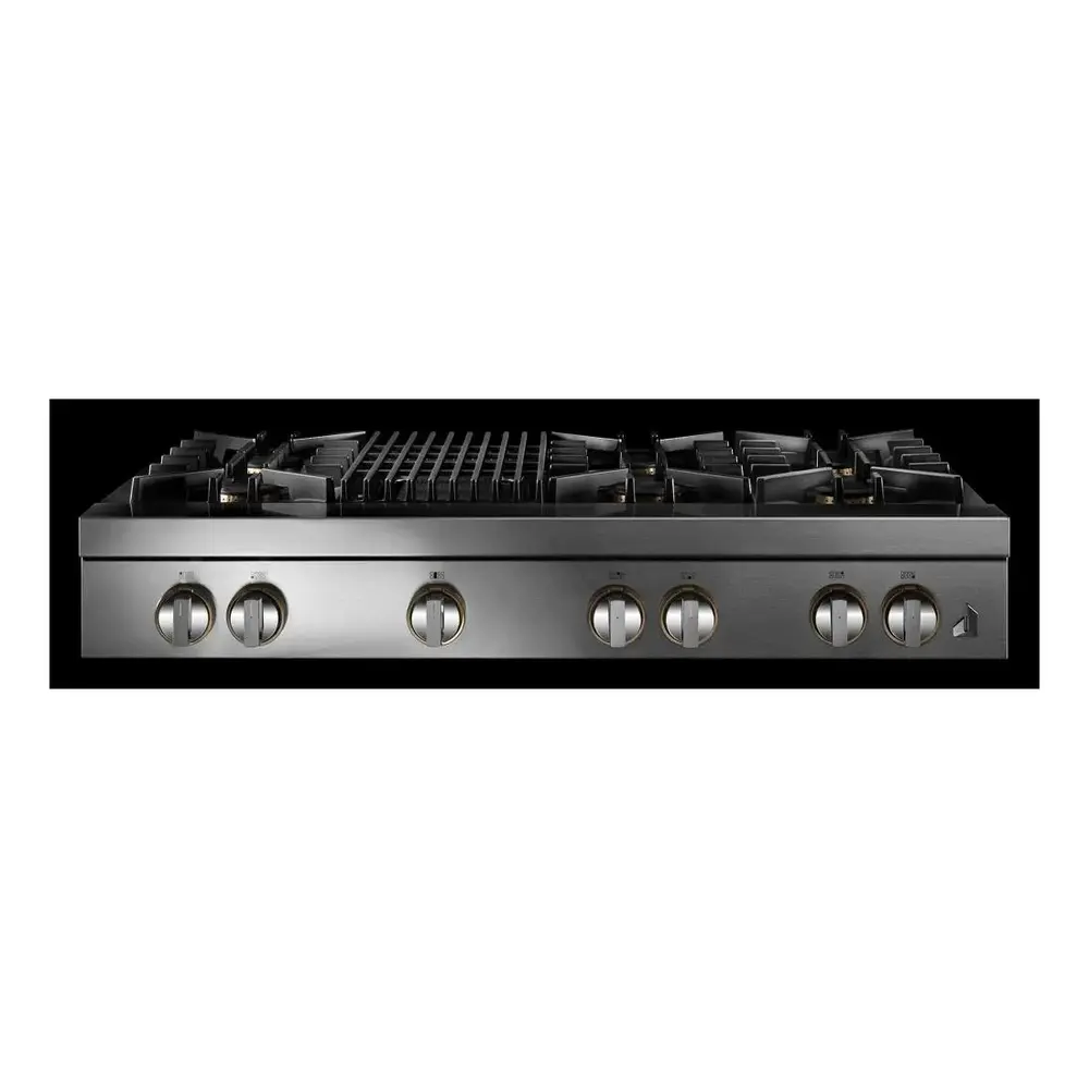 JennAir RISE 48 inch Gas Rangetop with 6 Sealed Burners, Grill, Dishwasher Safe Cast Iron Grates, Electronic Ignition Flame-Sensing Reignition in Stainless Steel, JGCP648HL - Image 3