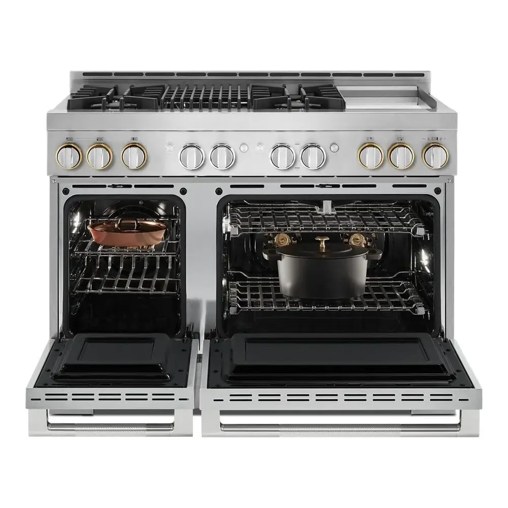 JennAir RISE 48 inch Professional Smart Gas Range with 4 Sealed Burners, Griddle, Grill, 6.3 cu. ft. Total Oven Capacity, Remote Access, Halo-Effect Knobs, in Stainless Steel, JGRP748HL - Image 3