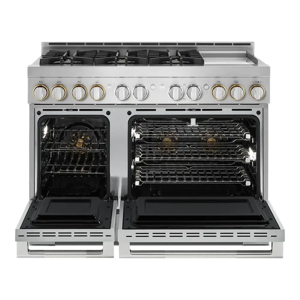 JennAir RISE 48 inch Professional Smart Gas Range with 6 Sealed Burners, Chrome-Infused Griddle, Dual Ovens, in Stainless Steel, JGRP548HL - Image 2