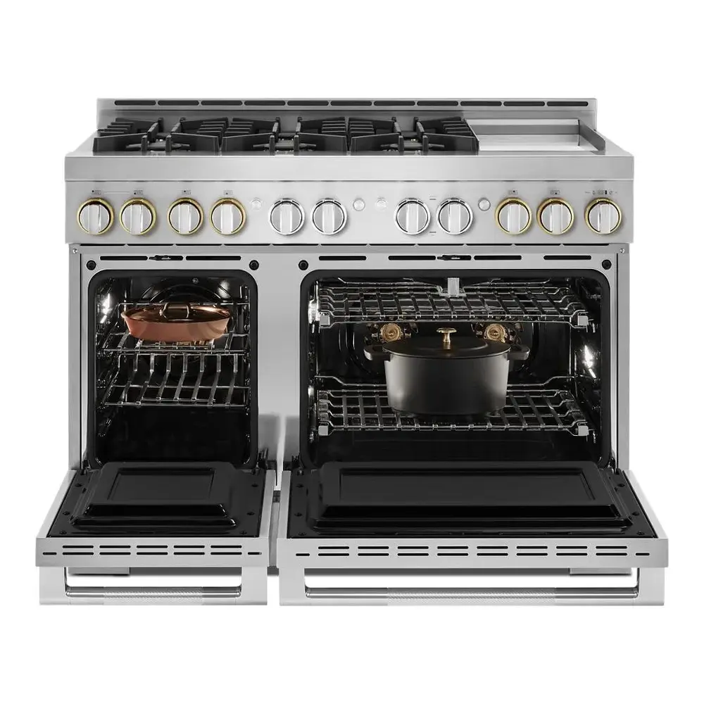 JennAir RISE 48 inch Professional Smart Gas Range with 6 Sealed Burners, Chrome-Infused Griddle, Dual Ovens, in Stainless Steel, JGRP548HL - Image 4