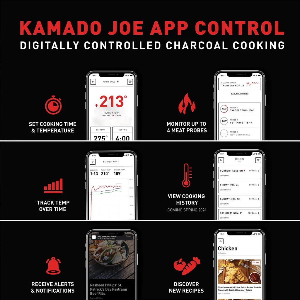 Kamado Joe Big Joe Konnected Joe Digital WiFi Charcoal Grill & Smoker - KJ15042425 - Image 9
