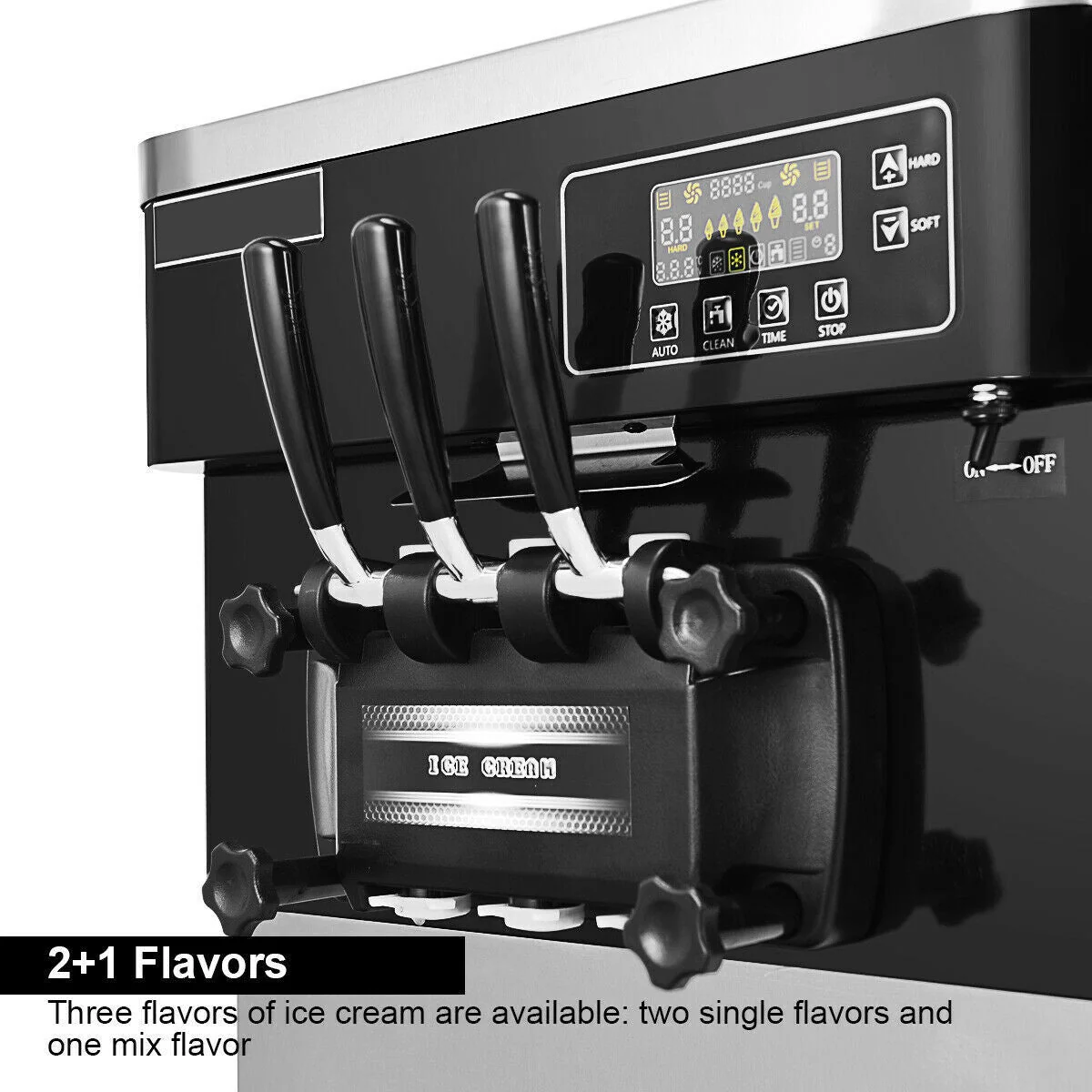 Large 20-28L/H 3 Flavor Stainless Steel Commercial Ice Cream Machine W/ LCD Display, 2200W (93747150) - Image 8