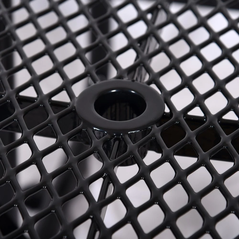 Large 46" Stylish Black Square Steel Picnic Table W/ Thermoplastic Coating & Umbrella Pole - Image 3