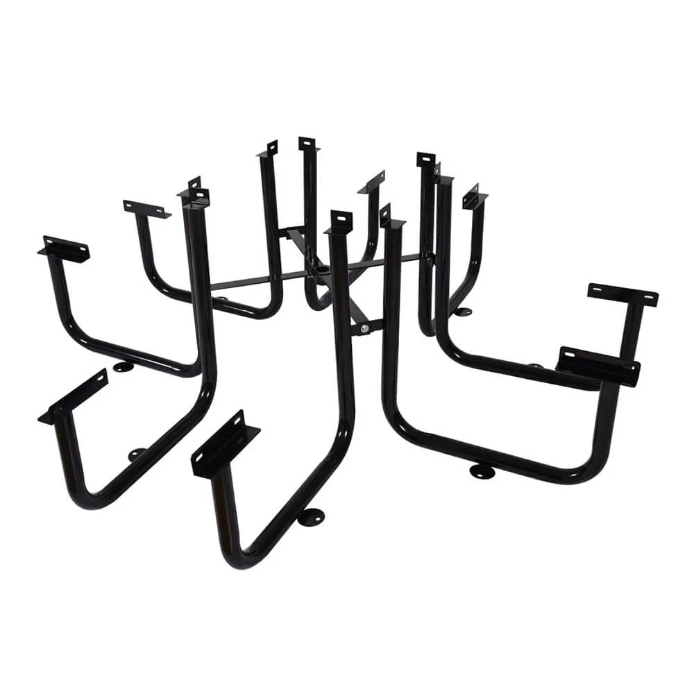 Large 46" Stylish Black Square Steel Picnic Table W/ Thermoplastic Coating & Umbrella Pole - Image 6
