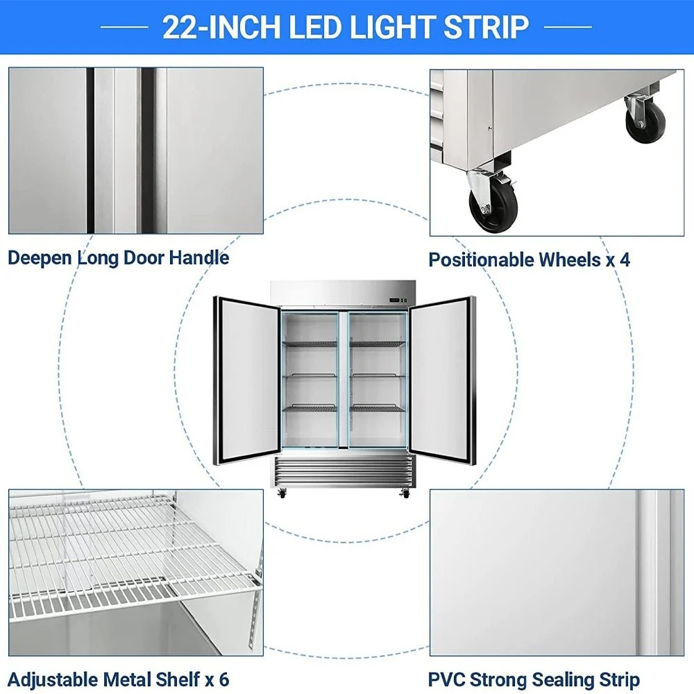 Large 49 Cu.Ft. Two Door Stainless Steel Commercial Industrial Restaurant Freezer, 54" (91857246) - Image 4