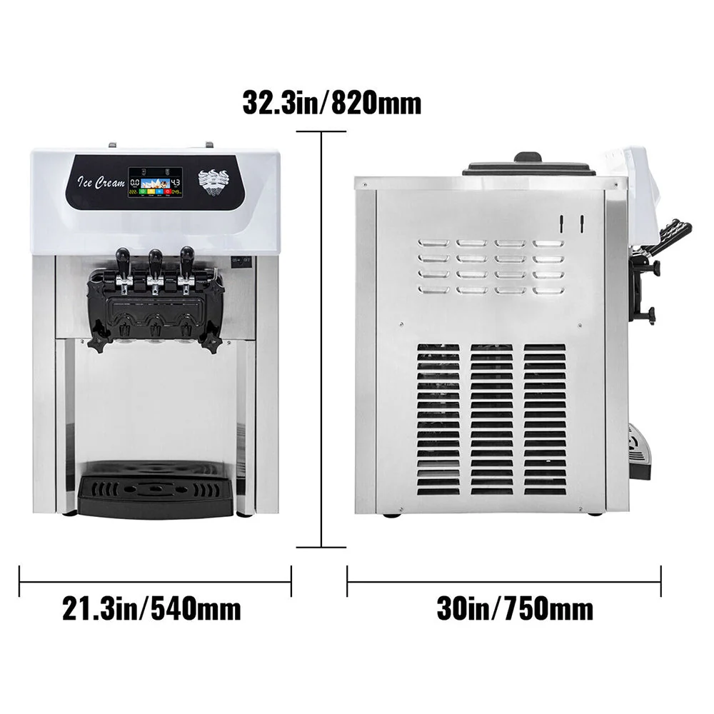 Large Double Hopper Commercial Soft Serve Ice Cream Maker Machine W/ 3 Flavors, 18-28 L/H (98371425) - Image 10