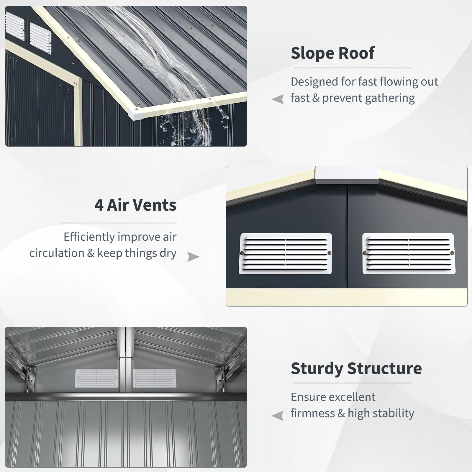 Large Outdoor Metal Storage Backyard Shed W/ Lockable Sliding Doors, 11' x 8' (93064172) - Image 8